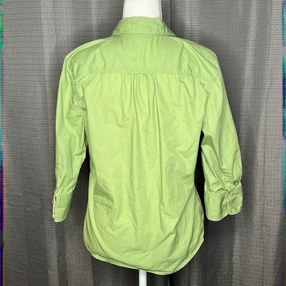 EDDIE BAUER MEDIUM GREEN BUTTON FRONT SHIRT - Picture 6 of 8